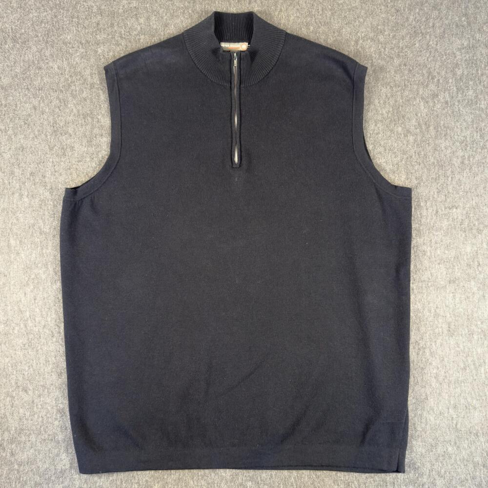 Peter Millar Sweater Vest Mens XL Blue 1/4 Zip Mock Neck Golf Crown Sport Knit